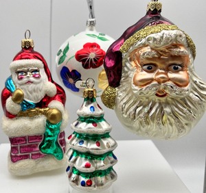 lot 175 image: Hand Blown Glass Christmas Ornaments Lot of 4 - Poland