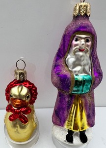 lot 188 image: RADKO Blown Glass Christmas Ornaments - Plum Santa and Chicken Little