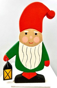 lot 121 image: 3 Wooden Scandinavian Santa Figures