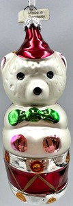 lot 134 image: 3 Handblown Glass Teddy Bear with Drum, Polar Bear and Pig German Ornaments