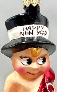 lot 138 image: RADKO Blown Glass Christmas Ornament MELLENIUM MUNCHKIN - Baby New Year 2000