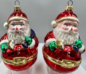 lot 181 image: Vintage Handblown Glass Christmas Ornaments. 2 Baking Girls, 2 Santas and a Christmas Tree