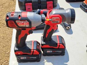 lot 46 image: Lot of (2) Milwaukee M18V Cordless Tools with (2) Batteries - 14 Impact Driver, Worklight