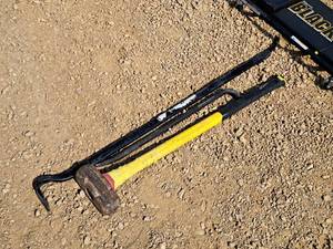 lot 92 image: Hand Tools - (2) Pry Bars, (1) Sledgehammer