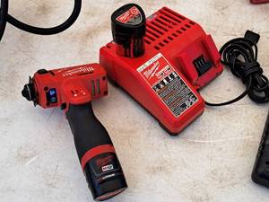 lot 118 image: Milwaukee 3 12V Cut-Off Tool 2522-20 with (2) Batteries, Charger