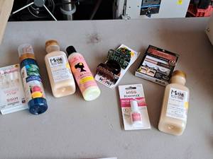 lot 234 image: Lot of  Care Products - Maui Moisture Hair Care Shampoo, Brush On Nail Glue, Magnetic Eyeliner, Hair Clips, Curl Love Moisturizer, Translucent Nails