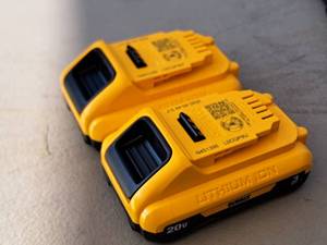 lot 181 image: Lot of (2) DeWalt 20V 3Ah Cordless Tool Batteries