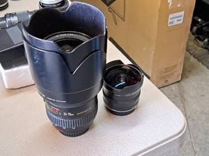 lot 354 image: Lot of (2) Canon Camera Lens - EF 24-70mm 12.8L w Hood, Fisheye EF 15mm