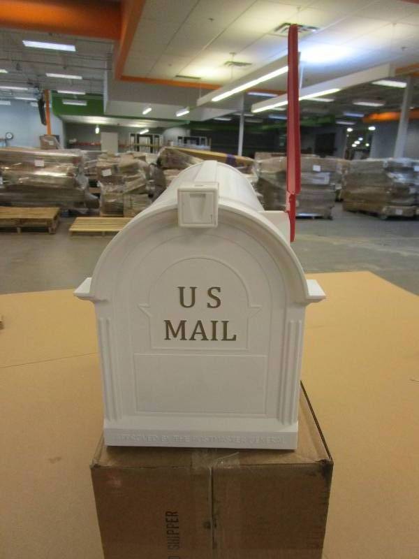 lot 786 image: Postal PRO Ambrose White Post Mount Mailbox (OPEN BOX)