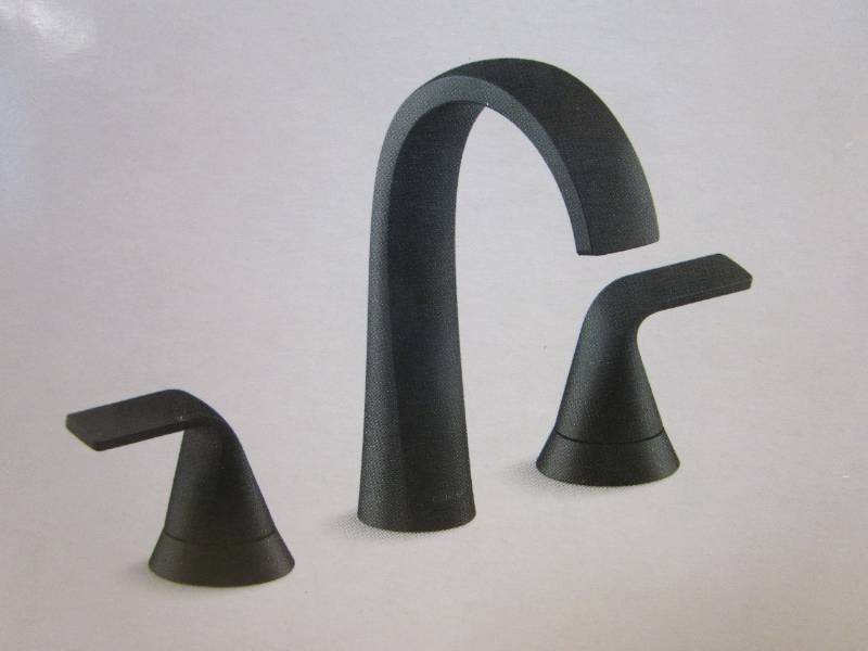 lot 862 image: KOHLER Cursiva 8 in. Widespread 2-Handle Bathroom Faucet in Matte Black