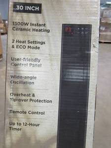 lot 848 image: Pelonis 30 in. 1500-Watt Digital Tower Ceramic Heater (OPEN BOX)