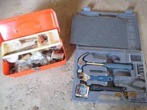 lot 62 image: Small metal toolbox with soldering ...