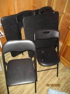 lot 111 image: 2-Metal framed Card tables and 6-Pa...