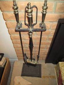 lot 130 image: Heavy Metal Fireplace tools and sta...