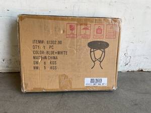 lot 38 image: Noble House Round Metal and Stone Outdoor Side Table