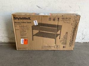 lot 39 image: StyleWell Mix and Match Brown Rectangular Resin Wicker Outdoor Coffee Table