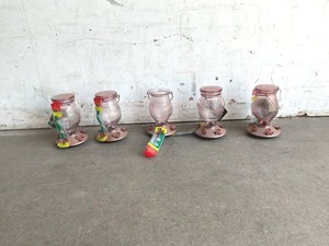 lot 49 image: LOT OF 5 Perky-Pet Rose Gold Top-Fill Decorative Glass Hummingbird Feeder - 24 oz. Capacity