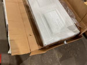 lot 53 image: LOT OF 2 Clopay 8 x 7 White Garage Doors No Windows for Parts