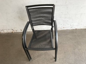 lot 57 image: Set of Two Grey Metal Stacking Patio Chairs