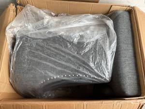lot 79 image: StyleWell Set of Two Bakerford Charcoal Gray Upholstered Counter Stools with Tufted Back