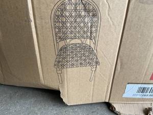 lot 107 image: Set of Two Noble House Louna Bamboo Print Finish Patterned Plastic Outdoor Dining Chair in Blue and White