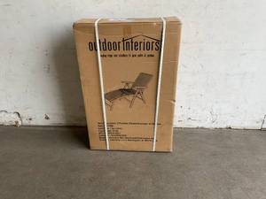 lot 111 image: Outdoor Interiors Venetian Reclining Eucalyptus Wood Outdoor Lounge Chair with Ottoman