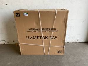 lot 8 image: Hampton Bay Stoneham 34 in. x 15.5 in. Square Steel Wood Fire Pit with Tile Top