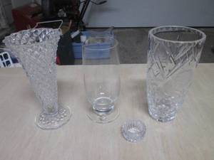 Assorted Crystal Vases Etc - See Ph...