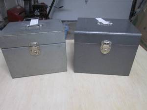 2 Vintage Metal File Boxes - One Ha...