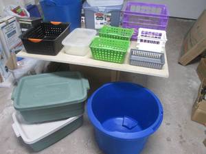 Misc Totes With Lids and Baskets of...