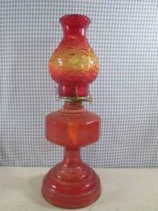 lot 3 image: (FS) Vintage Glass Eagle Oil Lamp -...