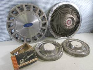lot 141 image: (F-1) Assorted Hub Caps and Vintage...