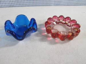 lot 151 image: (EC1) 2 Colored Glass Art Ashtrays...