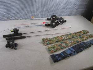 lot 214 image: (F-3) Lot of 5 Ice Fishing Rods and...
