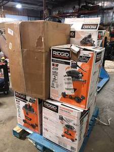 lot 2 image: Pallet of Ridgid WetDry Shop Vacs and Hadware Various Models and Conditions  Customer Returns See Pictures