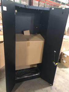 lot 44 image: Husky Regular Duty Welded 24-Gauge Steel Freestanding Garage Cabinet in Black (31 in. W x 75 in. H x 20 in. D)   Customer Returns See Pictures