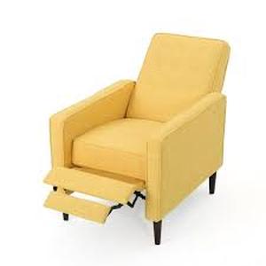 lot 18 image: 2 Lotss of  Noble House Mervynn Muted Yellow Polyester Club Chair Recliner  Customer Returns See Pictures