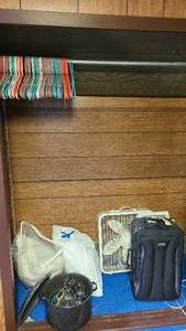lot 198 image: Contents of closet, suitcase, fans ...