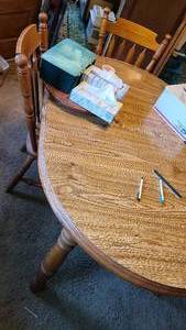 lot 136 image: Rounded Oval dining room table with...