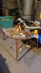 lot 116 image: Small wooden table and back shelvin...