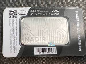 1 TROY OZ .999 FINE SILVER BAR NADIR