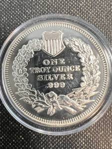 1 TROY OZ .999 FINE SILVER INDIAN ROUND IN AIRTITE