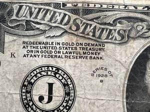 1928-B US $20 GOLD DEMAND NOTE REDEEMABLE IN GOLD