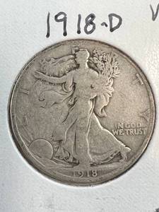 1918-D US WALKING LIBERTY HALF DOLLAR