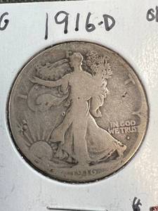 1916-D US WALKING LIBERTY HALF DOLLAR