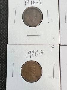 GROUP OF 6 US WHEAT CENTS 1916-S 1917-S 1920-S 1921-S 1923-S 1924-S