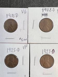 GROUP OF 8 US WHEAT CENTS 1911-D � 1933-D