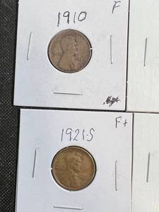GROUP OF 6 US WHEAT CENTS 1910 1918-D 1920-S 1921-S 1924-S 1925-D