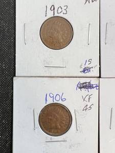 GROUP OF 4 INDIAN HEAD CENTS 1903 1904 1906 1907