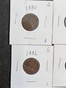 GROUP OF 7 INDIAN HEAD CENTS 1880 � 1891